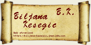 Biljana Kesegić vizit kartica
